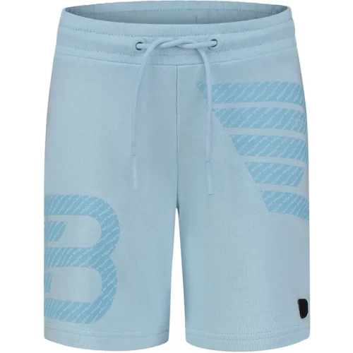 Ballin Amsterdam Jongens korte joggingbroek double icon logo lt blue