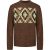 No Excess Pullover crewneck jacquard pattern brown