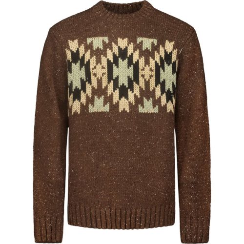 No Excess Pullover crewneck jacquard pattern brown