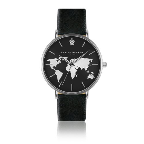 Lederen horloge voor vrouwen Amelia Parker Secret Vacation Black