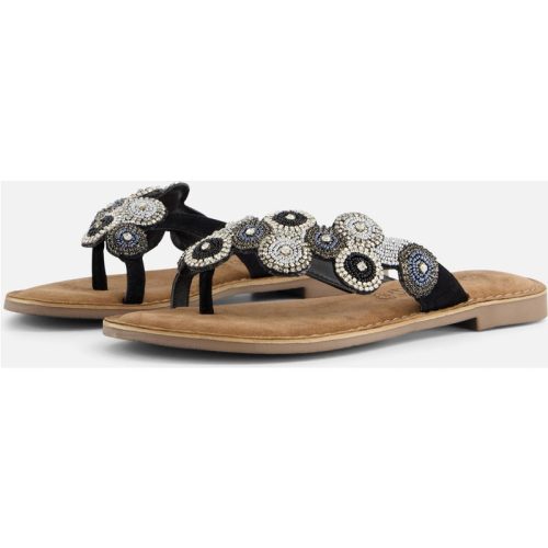 Lazamani Lazamani Slippers Beads zwart Leer