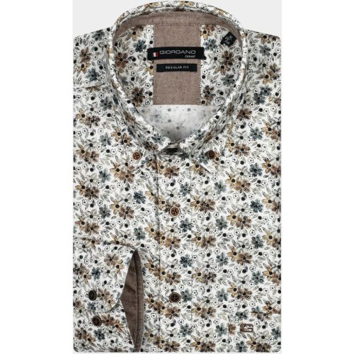 Giordano Casual hemd lange mouw Wit Ivy, LS Button Down Flower P 427040/12