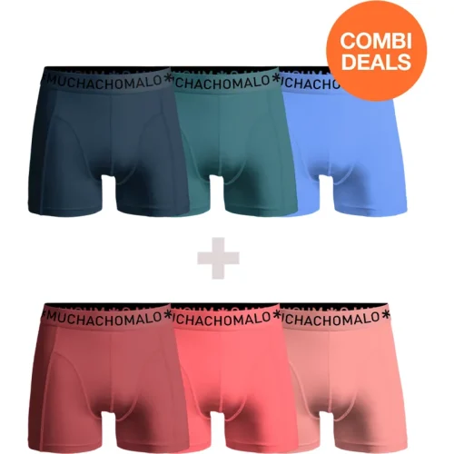 Muchachomalo Heren 3+3-pack boxershorts effen