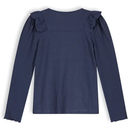 NoNo Meisjes rib shirt keo navy blazer