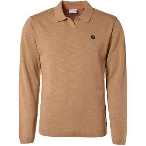 No Excess Polo korte mouw gebreid garment dyed desert