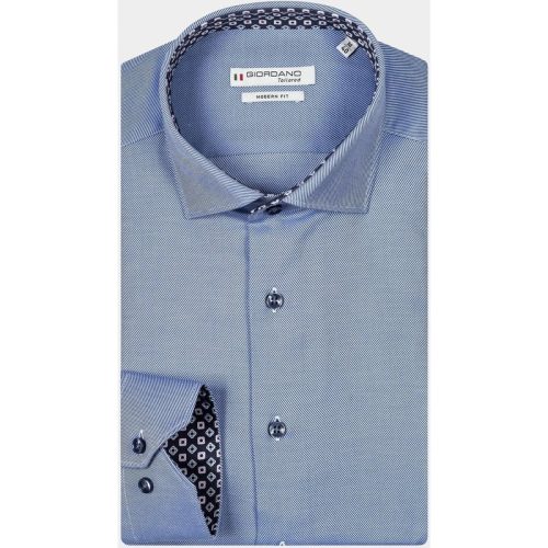 Giordano Casual hemd lange mouw Blauw Maggiore, LS Semi Cutaway Bol 427884/64