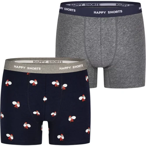 Happy Shorts Kinder boxershorts jongens kerst print 2-pack santa