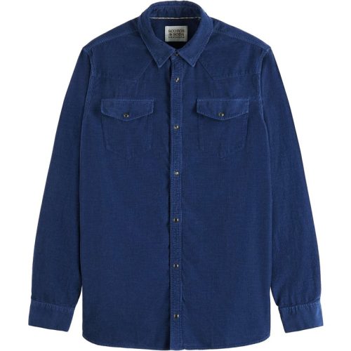 Scotch & Soda Archive fine corduroy western shirt denim blue