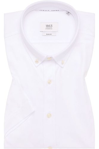 ETERNA 1863 Slim Fit Jersey shirt wit, Effen