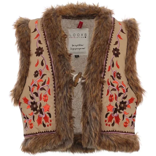 Looxs Revolution Meisjes gilet fur embroidery –