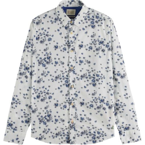 Scotch & Soda Slim-fit printed poplin shirt white fireworks aop