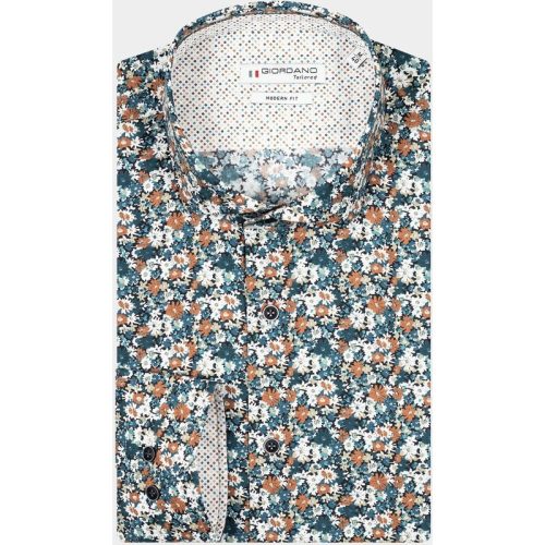 Giordano Casual hemd lange mouw Blauw Row, LS Cutaway Colourful Pri 427819/60