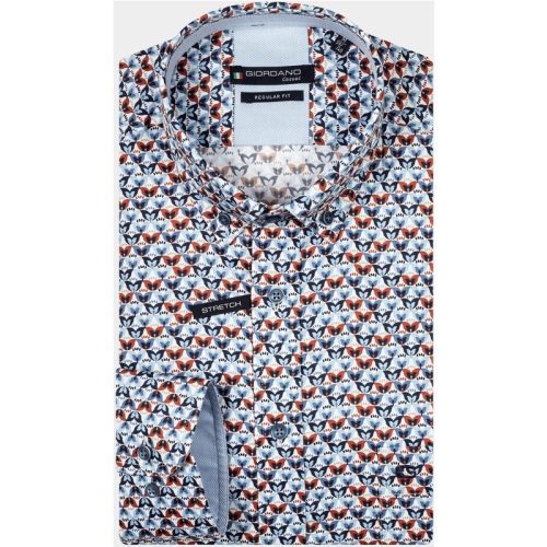 Giordano Casual hemd lange mouw Blauw Ivy, LS Button Down Butterfli 427022/60