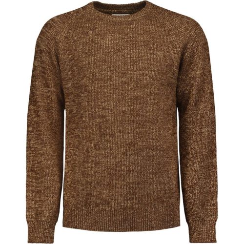 No Excess Pullover crewneck 3 coloured rib brown