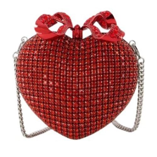 self-portrait Clutches – Crystal Heart Clutch – Metal – Red in rood