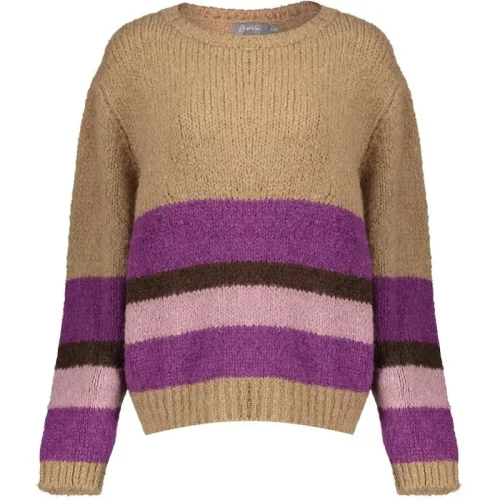 Geisha 44576-70 720 pullover stripe sand/purple/black