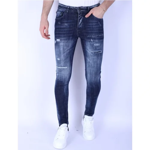 Local Fanatic Donker slim fit jeans met gaten 1101