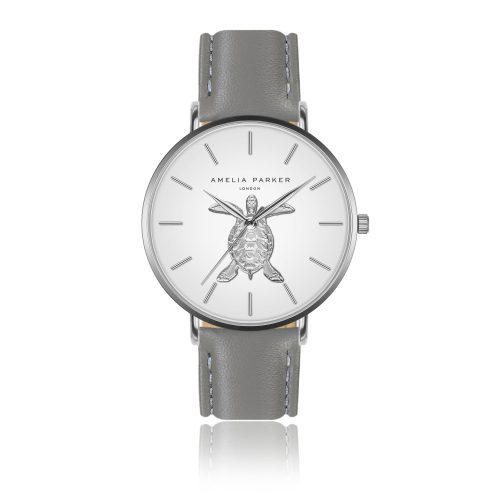 Lederen horloge voor vrouwen Amelia Parker Sand Turtle Grey