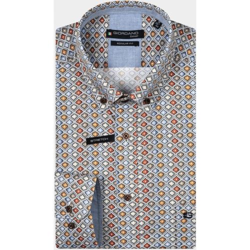 Giordano Casual hemd lange mouw Blauw Ivy, LS Button Down Colourful 427023/60