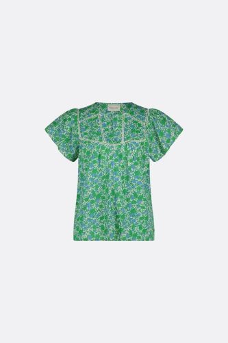 Fabienne Chapot Kristy Top Clt-257-top-ss24 T-shirt Korte Mouw 0018 Green Apple/blue Dre