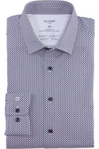 OLYMP Luxor 24/Seven Modern Fit Jersey shirt granaat, Motief