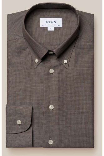 ETON Slim Fit Overhemd bruin, Effen