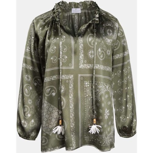 Mucho Gusto ® blouse milano groen paisley met kwastje