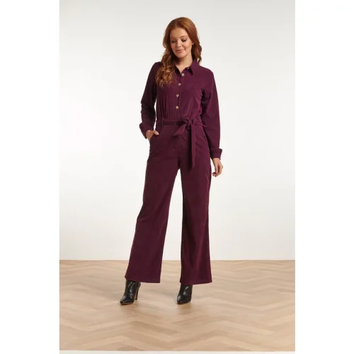 Smashed Lemon 23726-380 corduroy jumpsuit in paars van 100% polyester