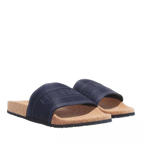 Tommy Hilfiger Slippers & Mules – Tommy Webbing Cork Pool Slide in blauw