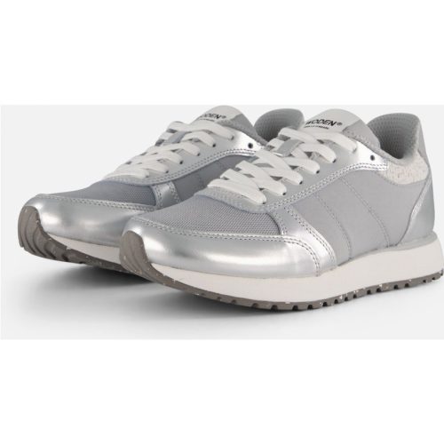 Woden Woden Ronja Metallic Sneakers zilver Leer