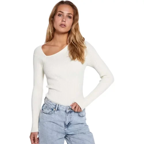 Norr Sherry knit top off white –