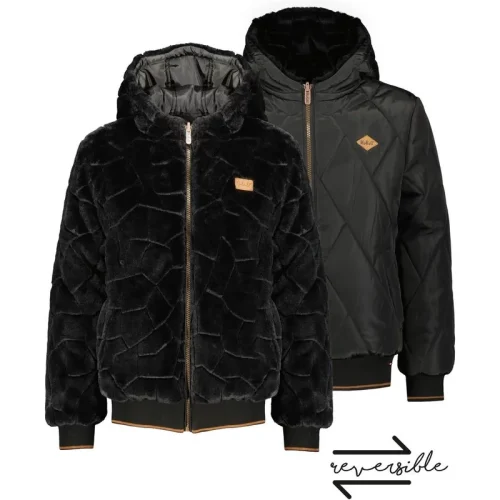 NoBell Meiden reversible winterjas met capuchon jet black