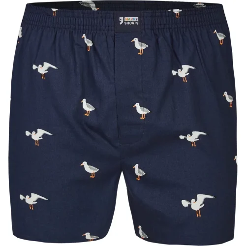 Happy Shorts X heren wijde boxershort met binnenbroek zeemeeuw print