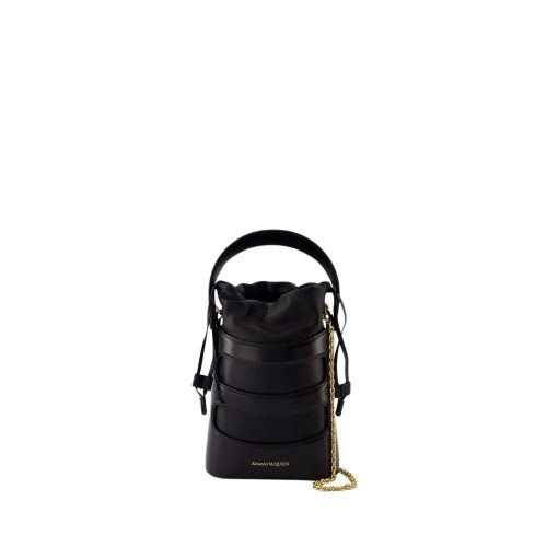 Alexander McQueen Hobo bags – The Rise Mini Crossbody – Leather – Black in zwart