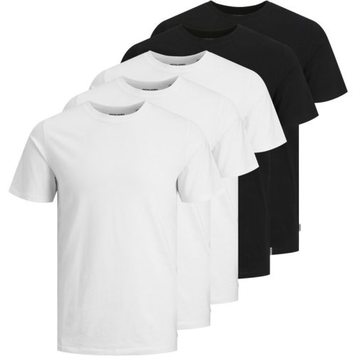 Jack & Jones Basic heren t-shirt jjeorganic wit/zwart 5-pack