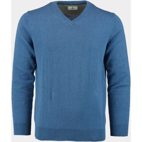 Bos Pullover Blauw Katoenen V-hals 428100CCT/635