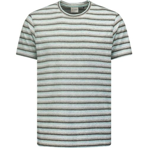 No Excess T-shirt korte mouw ronde hals met streep aqua