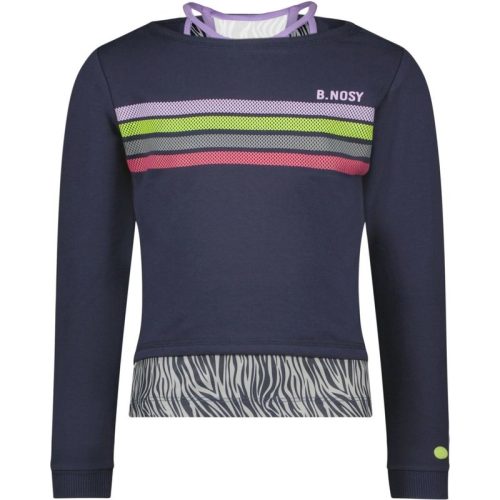 B.Nosy Meisjes sweater met losse top stripes navy