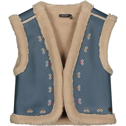 Like Flo Meisjes gilet teddy embroidery dewi blauw