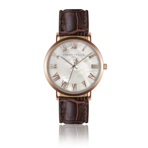 Lederen horloge voor vrouwen Amelia Parker Classique Brown