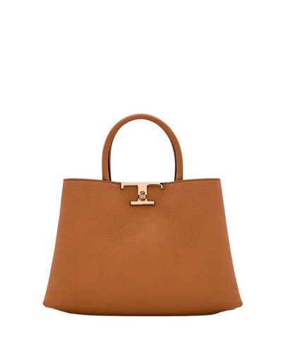 Tod’s Totes & shoppers – Small T Metal Leather Shopping Bag in bruin