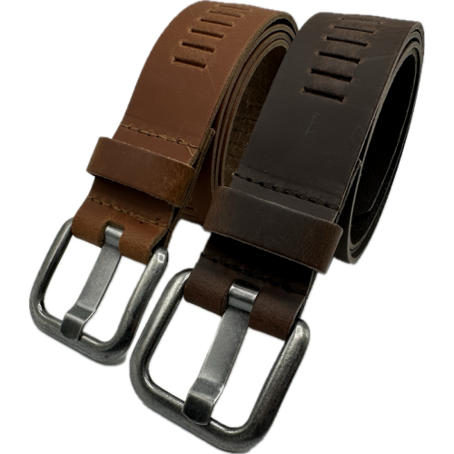 ARIESZZZ Riem unisex leder cognac bruin 2 pack