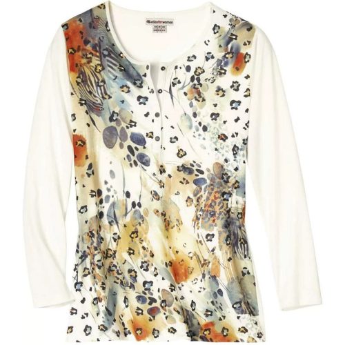 Atlas for Women Dames henley top met lange mouwen