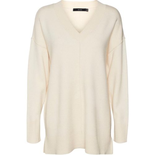 Vero Moda Vmgold link ls long v-neck pullover ecru