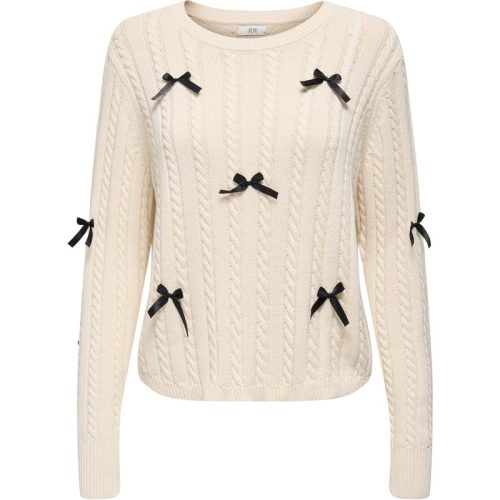 Jacqueline de Yong Jdybow ls oneck capble pullover ecru