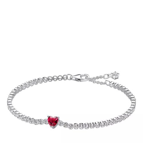 Pandora Armbanden – Heart sterling silver tennis bracelet with red cry in red