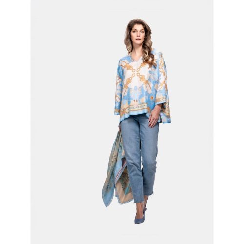 Mucho Gusto Zijden blouse seta ketting en kwasten print