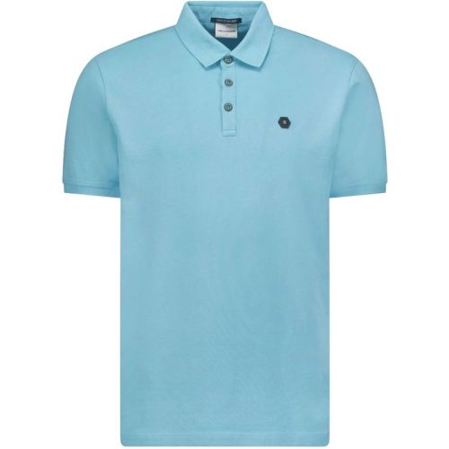 No Excess Polo korte mouw pique garment dyed aqua