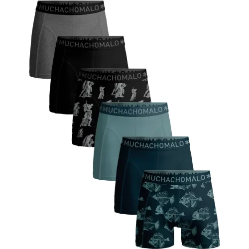 Muchachomalo Heren 6-pack boxershorts print/effen