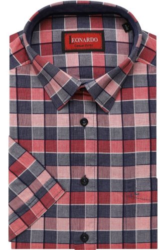 Leonardo by Jupiter Casual Regular Fit Overhemd Korte mouw rood